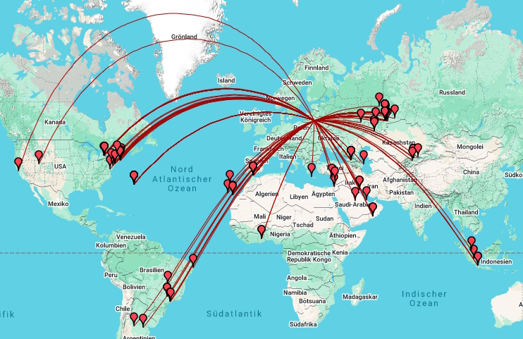 2005 WAE DX SSB DL0BO Map